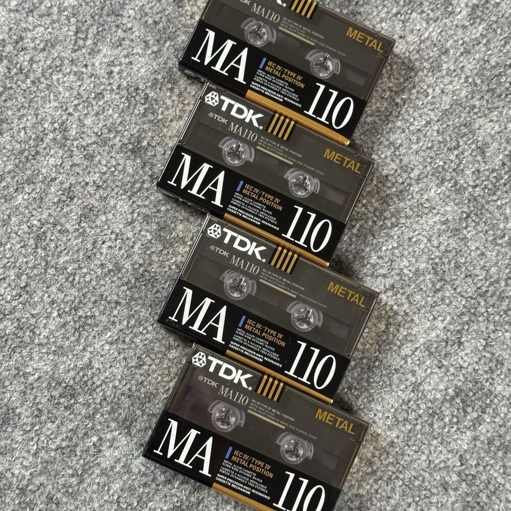 4 pack TDK MA110 Metal Biased Metal Alloy 110 Minutes Cassette Tapes - Sealed